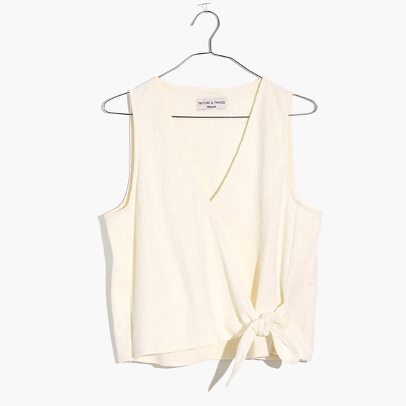 Madewell Texture & Thread Wrap Tie Top Ivory Small - Picture 6 of 6
